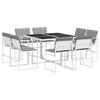 vidaXL 9-tlg. Garten-Essgruppe mit Kissen Wei&szlig; Textilene