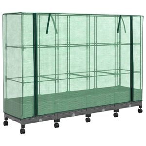 vidaXL Gartenplanter mit Gew&auml;chshausabdeckung und R&auml;dern 4 stk. PP