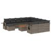 vidaXL 13-tlg. Garten-Sofagarnitur mit Kissen Grau Poly Rattan