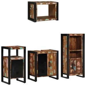 vidaXL Badezimmerm&ouml;bel-Set 4 stk. Mehrfarbig und Schwarz