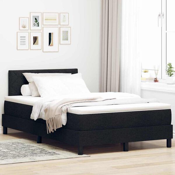 vidaXL Boxspringbett mit Matratze Schwarz 120 x 190 cm Stoff
