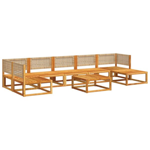 vidaXL 8-tlg. Gartensofa-Set mit Kissen Holz Akazie & Rattan