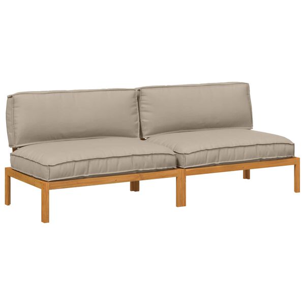 vidaXL Sofa Set mit Kissen Taupe 240 x 92 x 69 cm Massivholz Akazie
