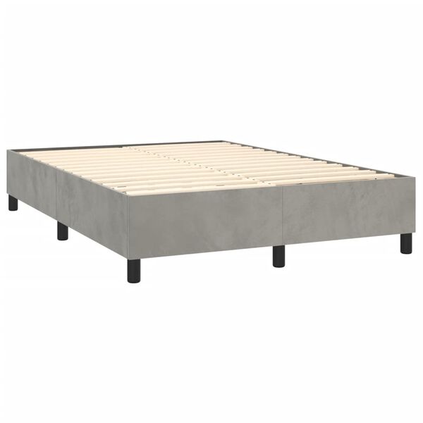 vidaXL Boxspringbett mit Matratze Hellgrau 140x200 cm Samt