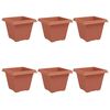 vidaXL Quadratischer Blumentopf 6 stk. Ziegelrot 38 x 38 x 30 cm