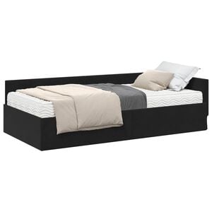 vidaXL Eckbettgestell mit Matratze 2 stk. Schwarz 80 x 200 cm Samt