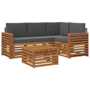 vidaXL Outdoor-Sofagarnitur mit Kissen 5 pcs Natur und Anthrazit