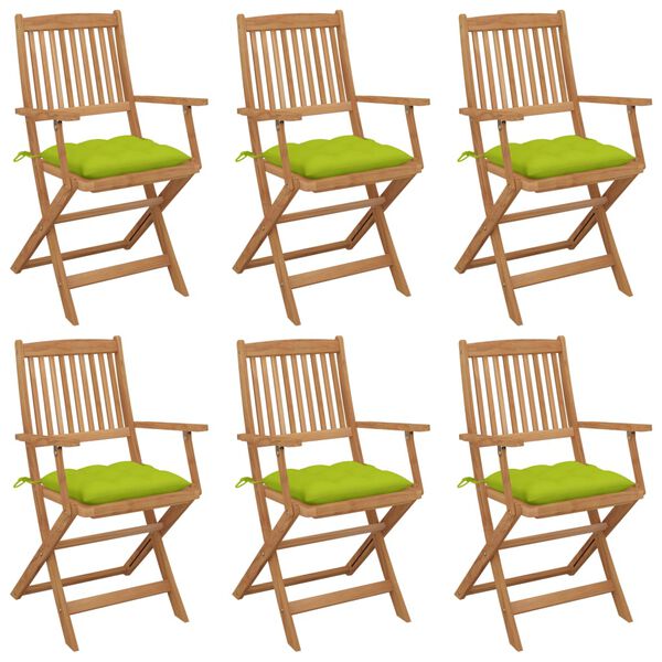 vidaXL Klappbare Gartenst&uuml;hle 6 Stk. mit Kissen Massivholz Akazie