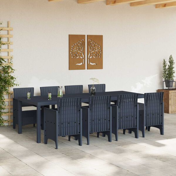 vidaXL Garten Essgruppe 9 pcs Anthrazit Polypropylen