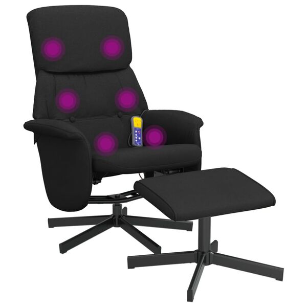 vidaXL Massagesessel mit Fu&szlig;hocker Schwarz Stoff