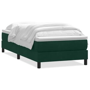 vidaXL Boxspringbett mit Matratze Dunkelgr&uuml;n 80x220 cm Samt