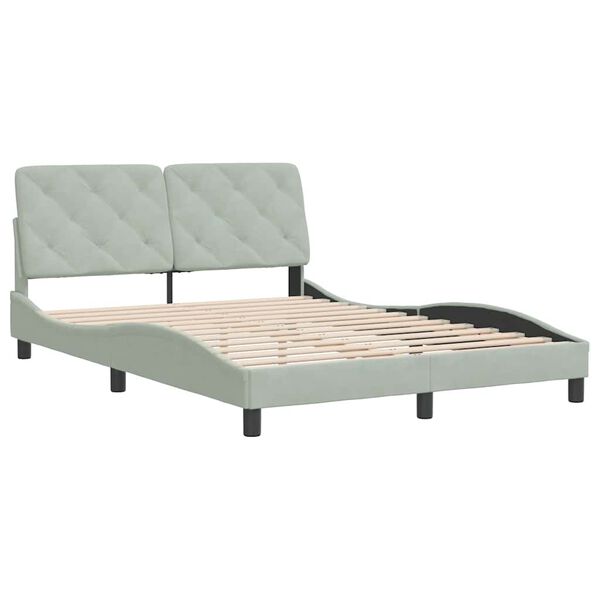 vidaXL Bettgestell ohne Matratze Hellgrau 140x190 cm Samt