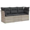 vidaXL 3-tlg. Garten-Sofagarnitur mit Kissen Hellgrau Poly Rattan