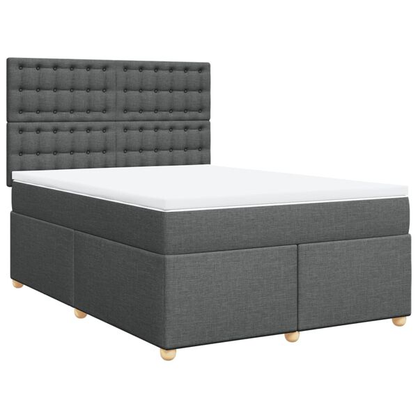 vidaXL Boxspringbett mit Matratze Dunkelgrau 140x190 cm Stoff