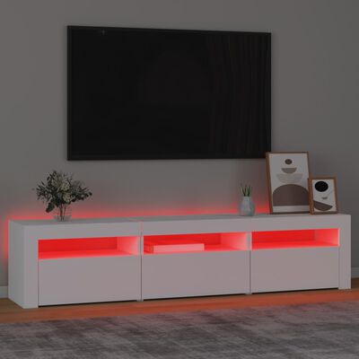 vidaXL TV-Schrank mit LED-Leuchten Weiß