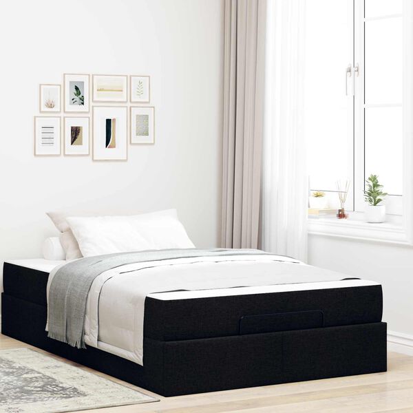 vidaXL Bettgestell mit Matratze mit Matratze 2 pcs Schwarz Stoff