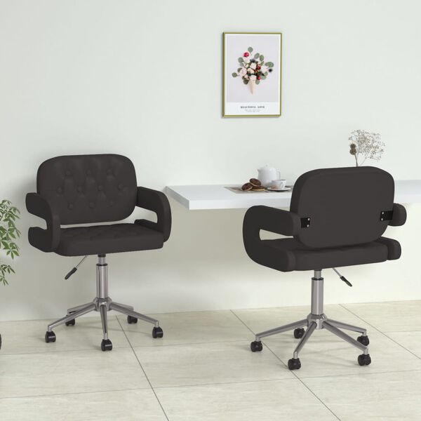 vidaXL Esszimmerst&uuml;hle 2 Stk. Drehbar Schwarz Kunstleder