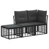 vidaXL Outdoor-Sofagarnitur 3 stk. Schwarz Polyester