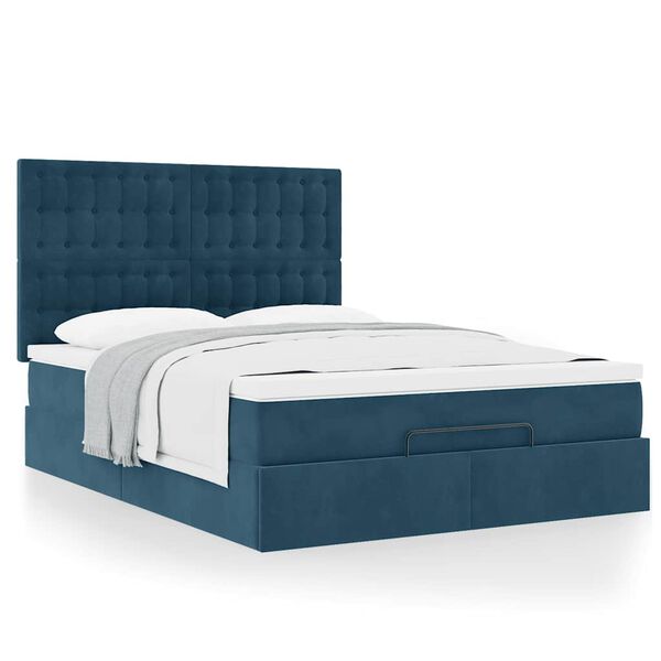 vidaXL Ottoman-Bett mit Matratzen Dunkelblau 140x190 cm Samt