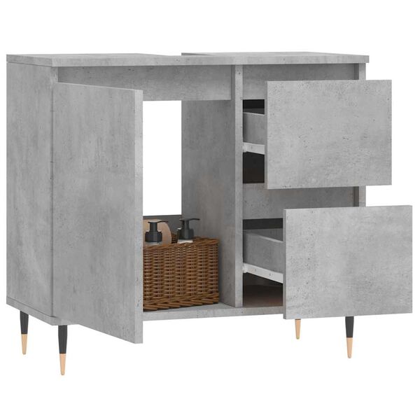 vidaXL Badschrank Betongrau 65x33x60 cm Holzwerkstoff
