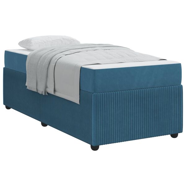 vidaXL Bettrahmen mit Matratze Blau 100 x 200 cm Stoff