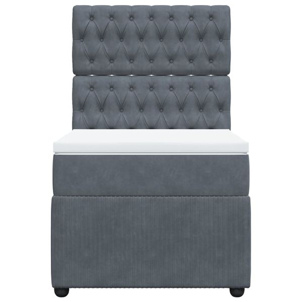 vidaXL Boxspringbett mit Matratze Dunkelgrau 90x190 cm Samt