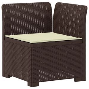 vidaXL 1-Sitzer Garten-Sofa mit Kissen Rattan-Look PP Braun