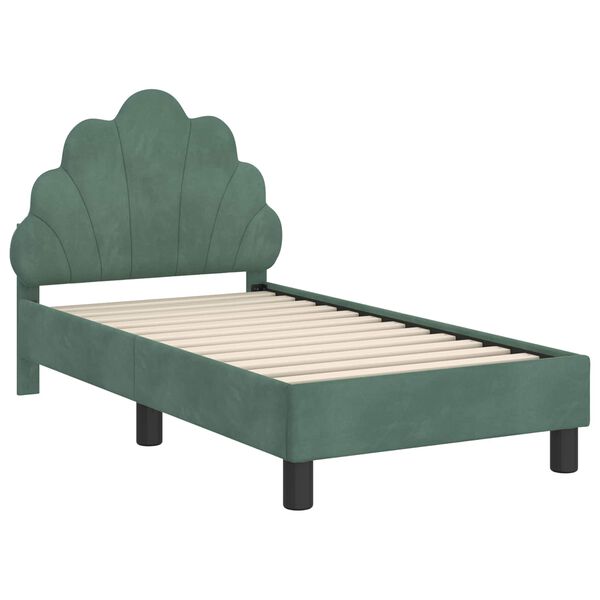 vidaXL Kinderbettgestell mit Kopfteil Meergr&uuml;n 70 x 140 cm Samt