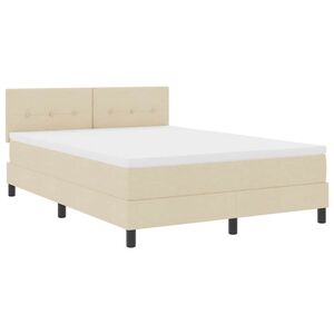 vidaXL Boxspringbett mit LED-Lichtleisten Creme 160 x 200 cm Stoff