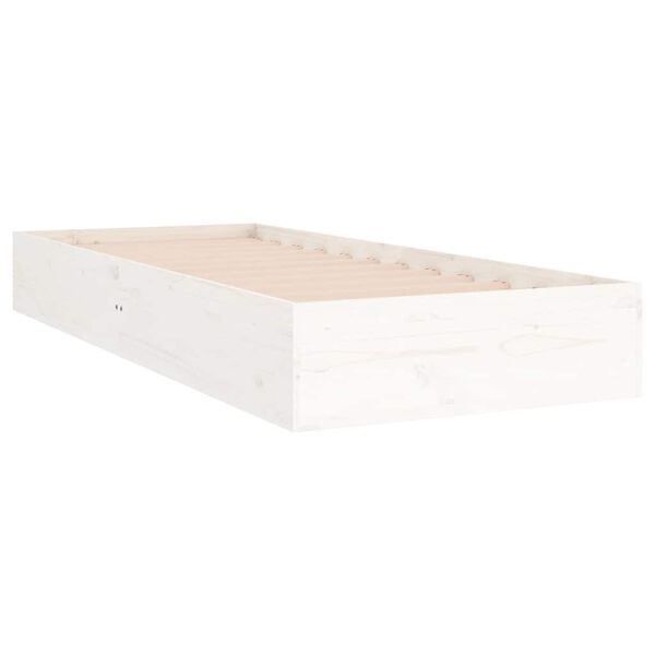 vidaXL Massivholzbett ohne Matratze Wei&szlig; 75x190 cm