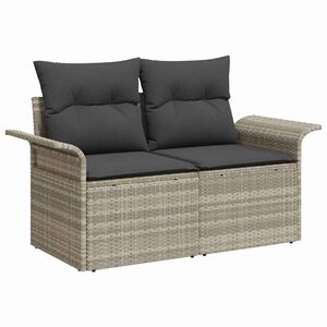 vidaXL Gartensofa mit Kissen Hellgrau 141 x 62 x 69cm Poly-Rattan