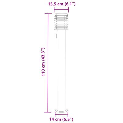 vidaXL Wegeleuchte mit Steckdose Silbern 110 cm Edelstahl