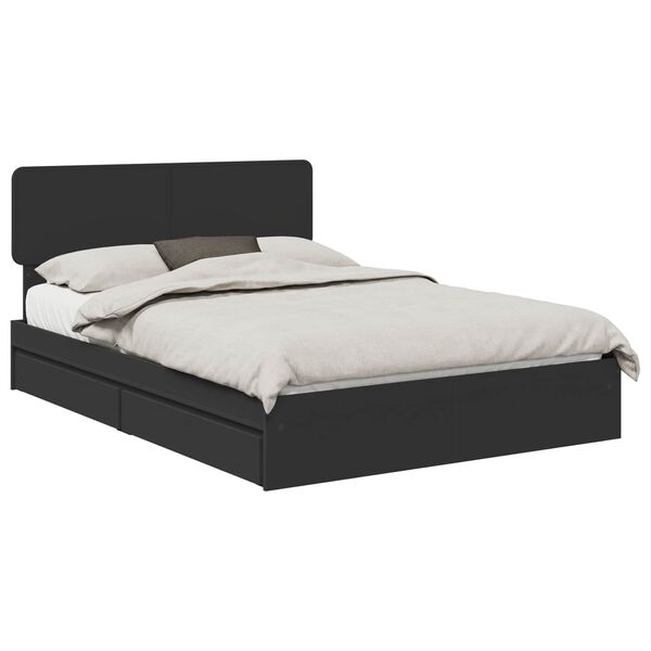 vidaXL Aufbewahrungsbett Schwarz 140 x 190 cm Holzwerkstoff