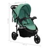 vidaXL 3-Rad-Kinderwagen Gr&uuml;n und Schwarz Stahl