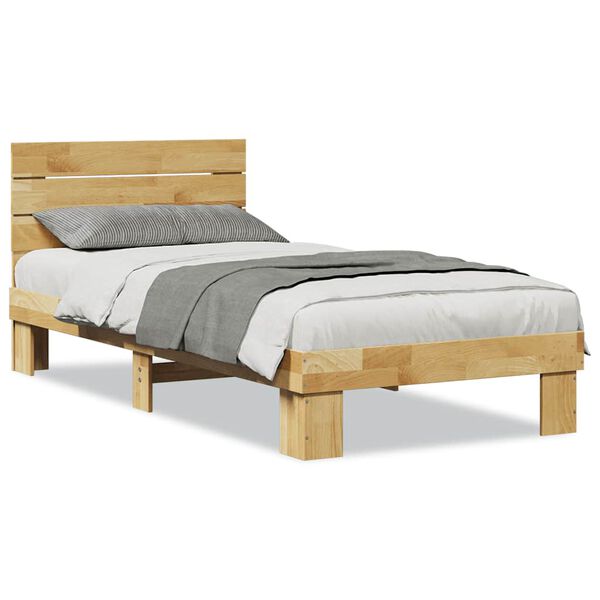 vidaXL Massivholzbett mit Kopfteil ohne Matratze 100x200 cm Eichenholz