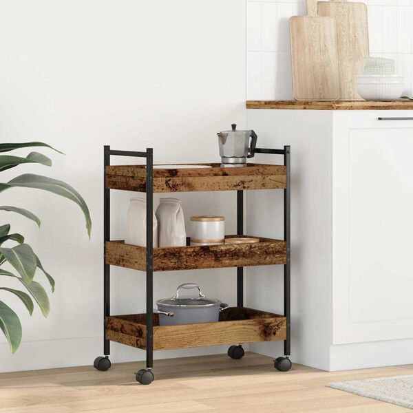 vidaXL K&uuml;chentrolley Altholz 50 x 30 x 70 cm Holzwerkstoff