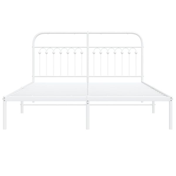 vidaXL Bettgestell mit Kopfteil Metall Wei&szlig; 160x200 cm
