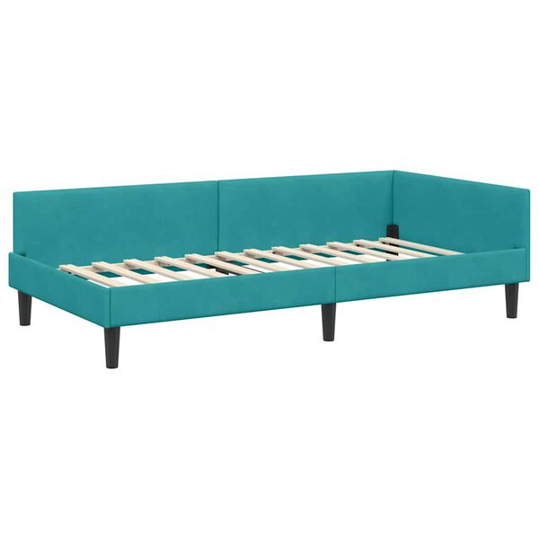vidaXL Eckbettgestell T&uuml;rkis 80 cm x 200 cm SamtundSperrholz