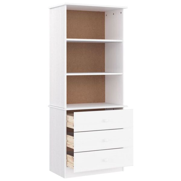 vidaXL B&uuml;cherregal mit Schubladen ALTA Wei&szlig; 60x35x142 cm Kiefernholz