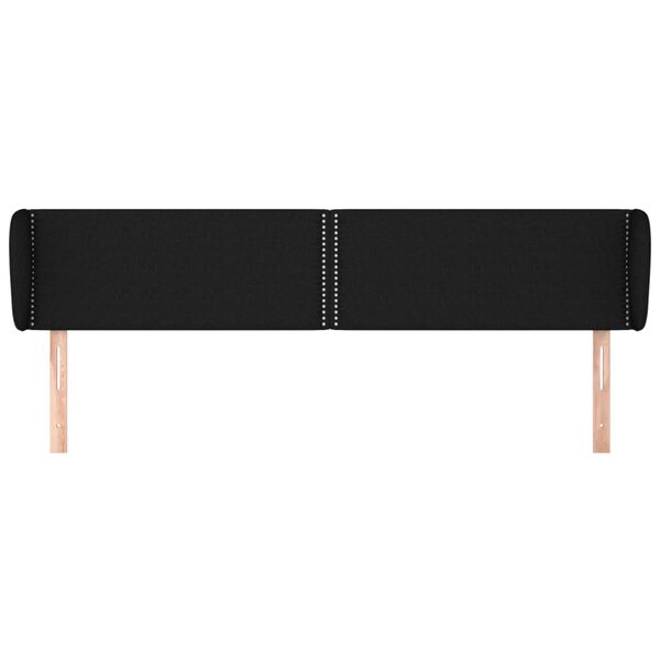 vidaXL Kopfteil mit Ohren Schwarz 183x23x78/88 cm Stoff