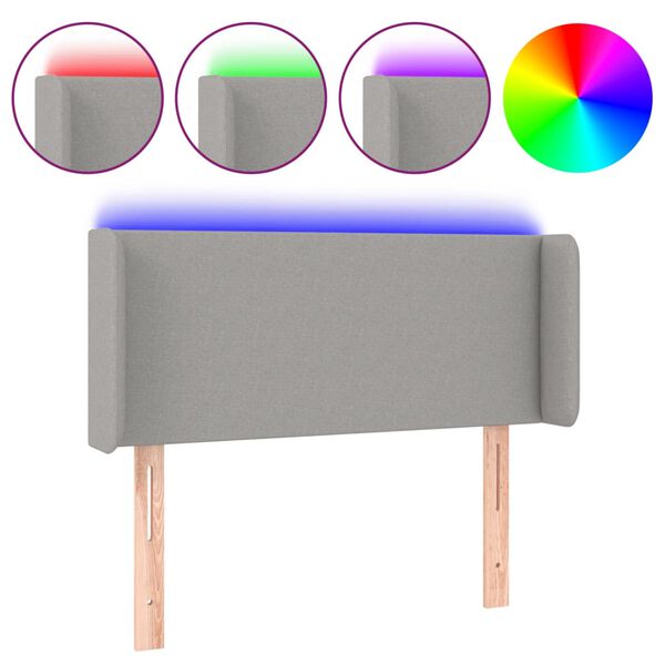 vidaXL LED Kopfteil Hellgrau 83x16x78/88 cm Stoff