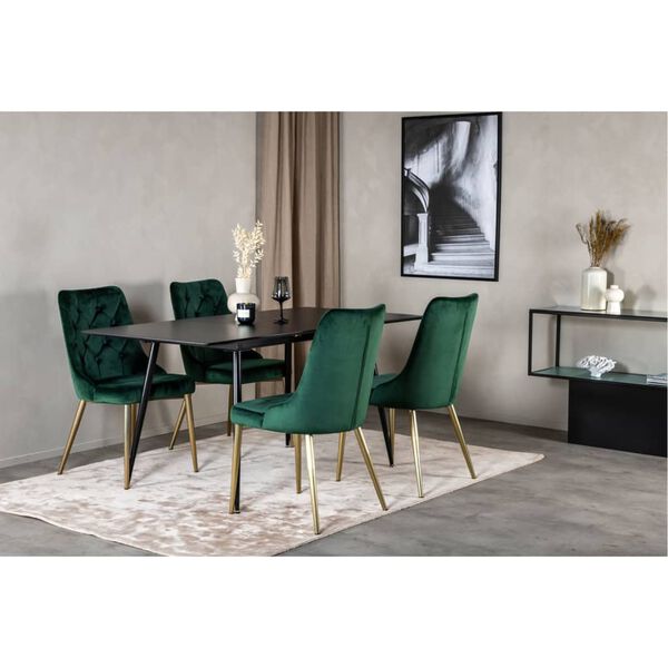 Venture Home Esszimmerst&uuml;hle 2 Stk. Velvet Deluxe Samt Gr&uuml;n & Messing
