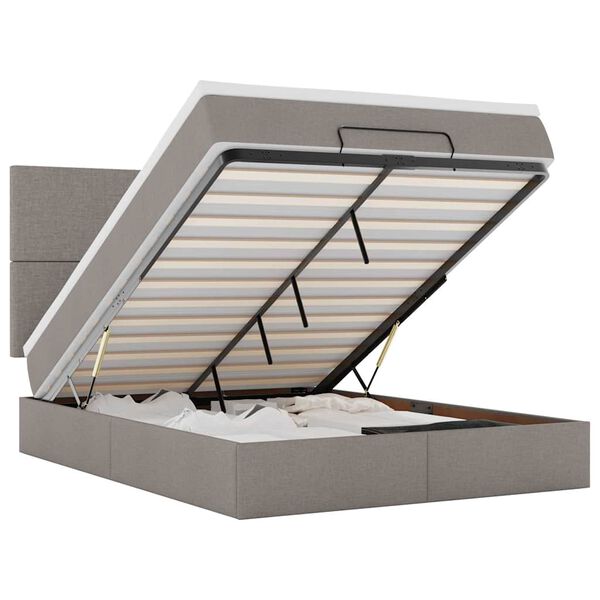 vidaXL Ottoman-Bett mit Matratze Taupe 140x200 cm Stoff