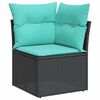 vidaXL 7-tlg. Garten-Sofagarnitur mit Kissen Grau Poly Rattan Akazie