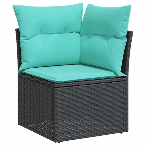 vidaXL 7-tlg. Garten-Sofagarnitur mit Kissen Grau Poly Rattan Akazie