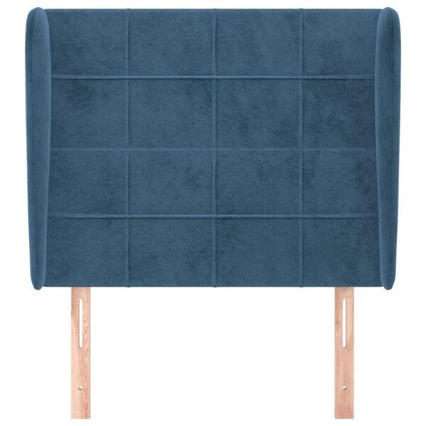 vidaXL Kopfteil mit Ohren Dunkelblau 103x23x118/128 cm Samt