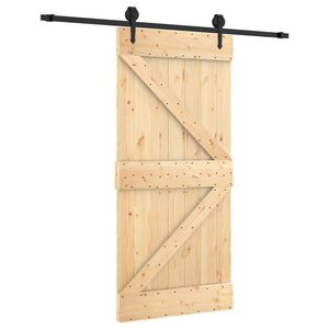vidaXL Schiebet&uuml;r Nat&uuml;rlich und Schwarz 95 x 210 cm Massivkiefer