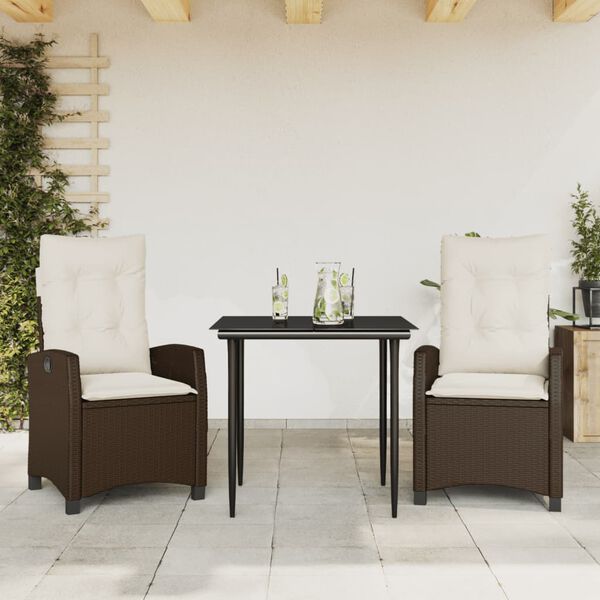 vidaXL 5-tlg. Garten-Essgruppe mit Kissen Braun Poly Rattan