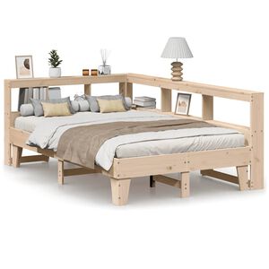 vidaXL Massivholzbett mit Regal ohne Matratze 135x190 cm Kiefer