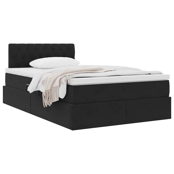 vidaXL Aufbewahrungsbett mit Matratze Schwarz 120 x 190 cm Samt